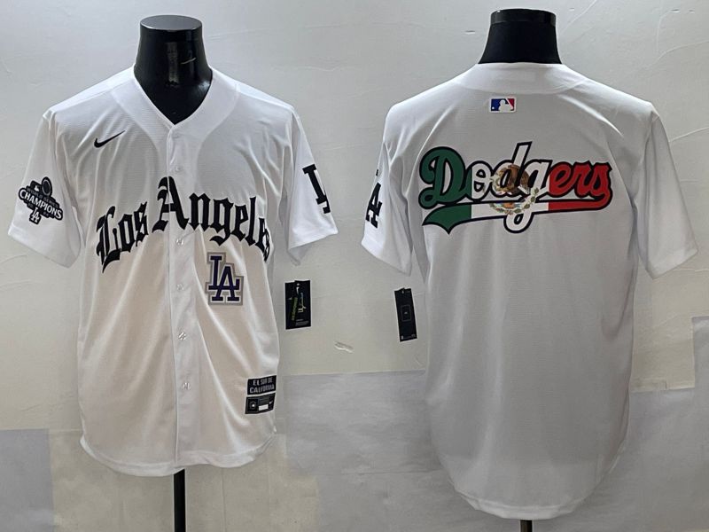 Men Los Angeles Dodgers Blank White Five generations Joint Name 2025 Nike MLB Jersey style 50